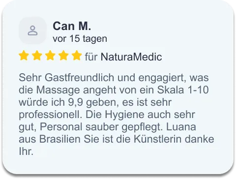 Google Bewertung von Can M., 5 Sterne für NaturaMedic