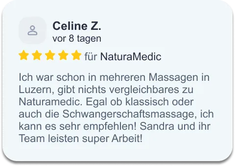 Google Bewertung von Celine Z., 5 Sterne für NaturaMedic